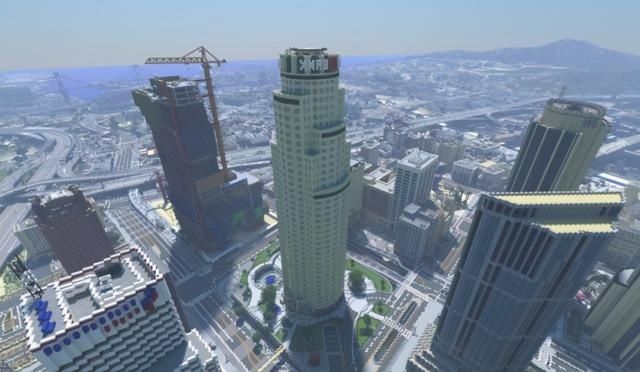 國外大神用 我的世界 建造 Gta5 洛聖都 這得幾年才能修 中國熱點