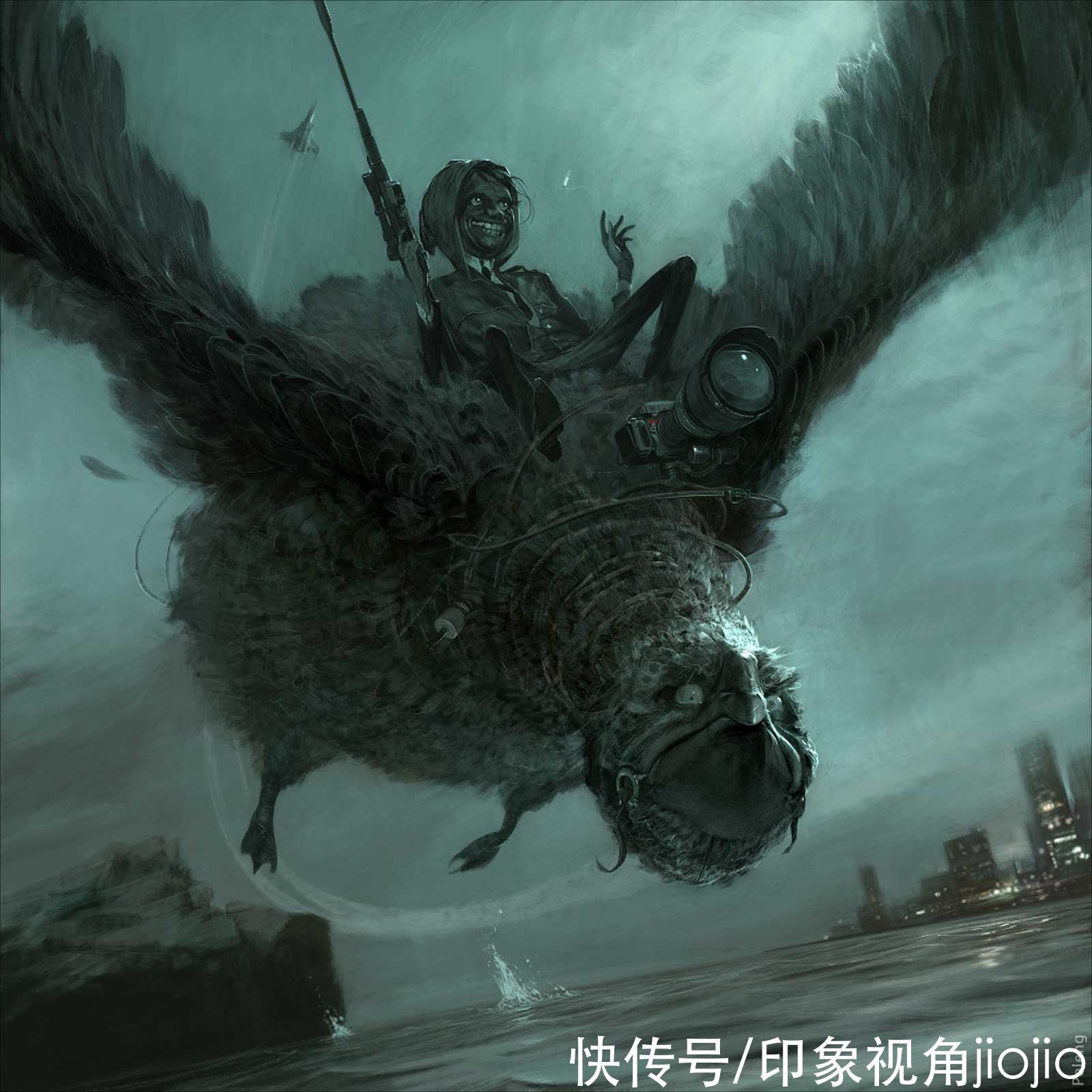 esov@CG科幻风格的概括性人物插画，用最简单的笔讲述丰富的画面