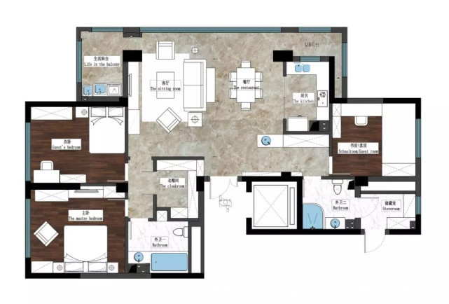 家具|165平美式风四居室,开放舒展,以求最大化通透视觉