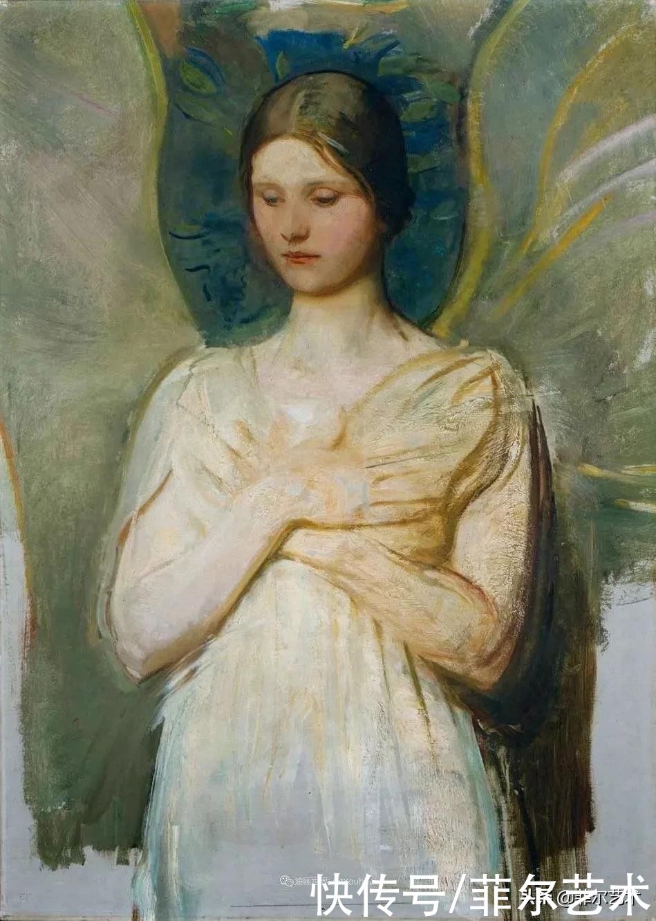 人物|空灵的天使，精美绝伦~雅培·翰德逊·泰勒女性人物油画作品欣赏