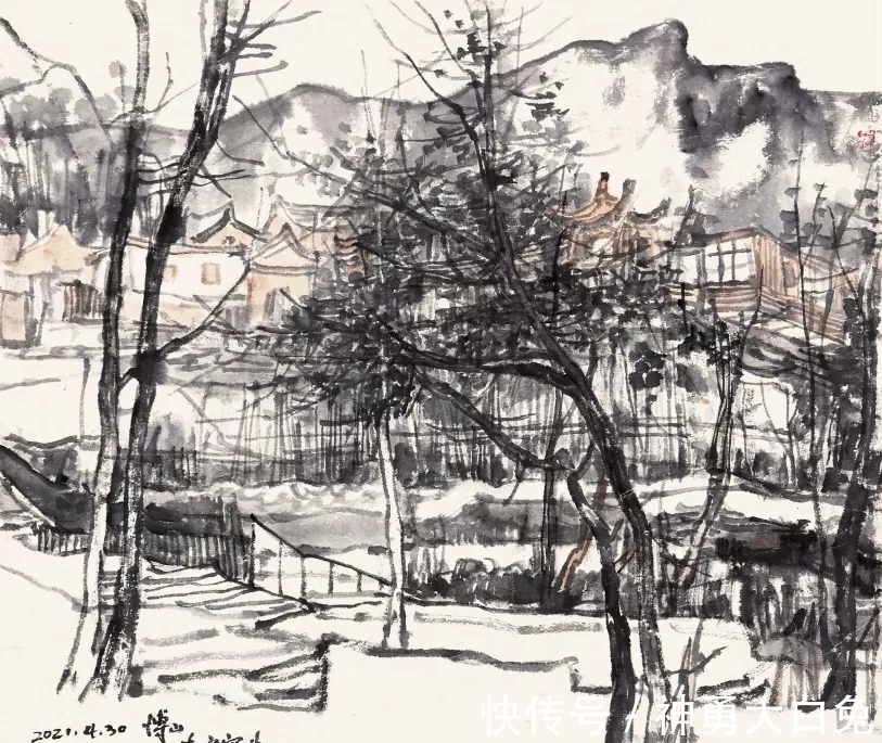 山水画$辛丑写生|甘肃画院李伟水墨山水画