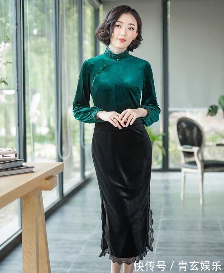 上衣 旗袍上衣+半裙,优雅知性的女人味,太高级了!