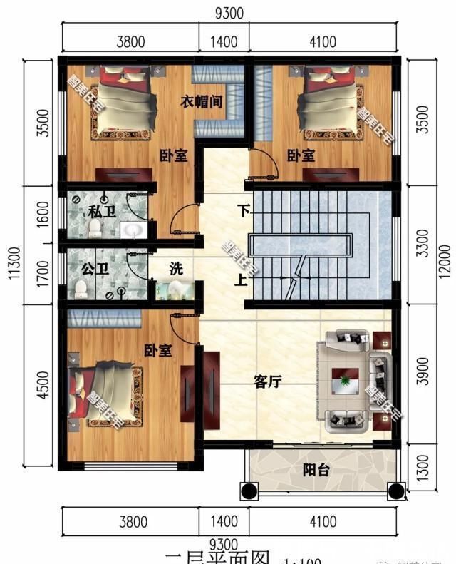 面宽|93×12米农村别墅,配堂屋且南北通透,主体造价30万
