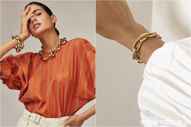 夏季金色饰品搭配小诀窍,圆环戒指、耳环、手链,一扫土豪味!