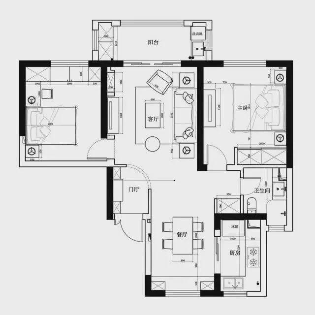 实用|朋友家的118㎡美式三居室，户型玄关和大电视柜太好看实用啦