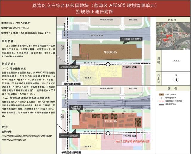 荔湾区|立白综合科技园地块控规调整,四栋建筑“拔高”