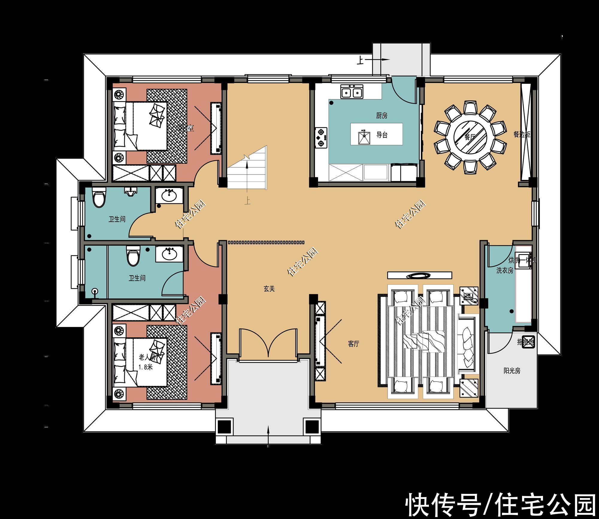 平面|分享10套带落地窗的别墅图,农村房子这么建,谁还稀罕去城里?