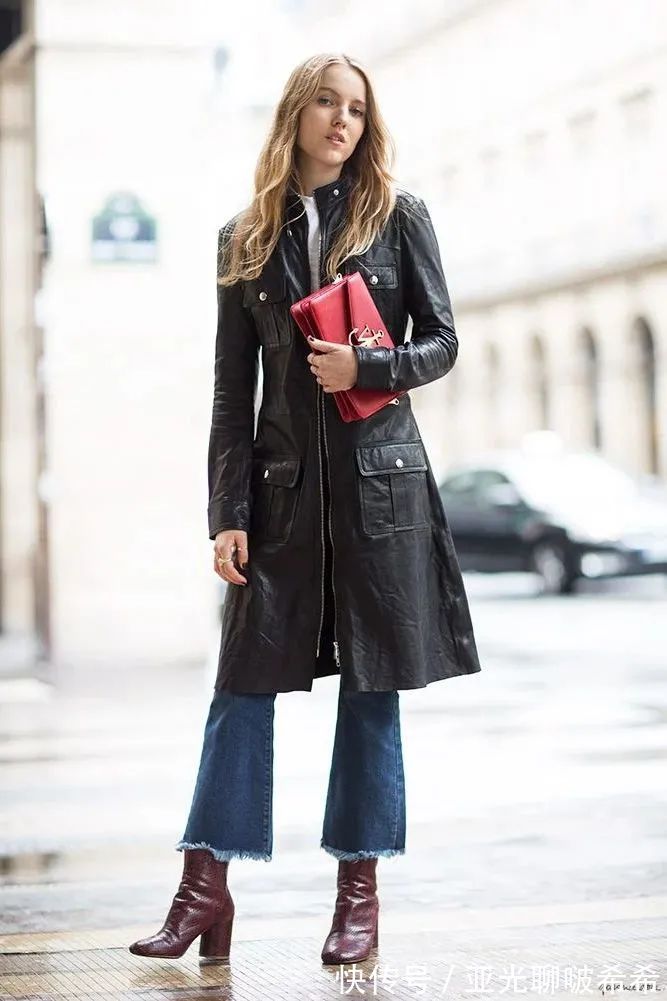 直筒裤 九分裤+短靴=入冬最潮搭配套路,显瘦显高帅翻天!