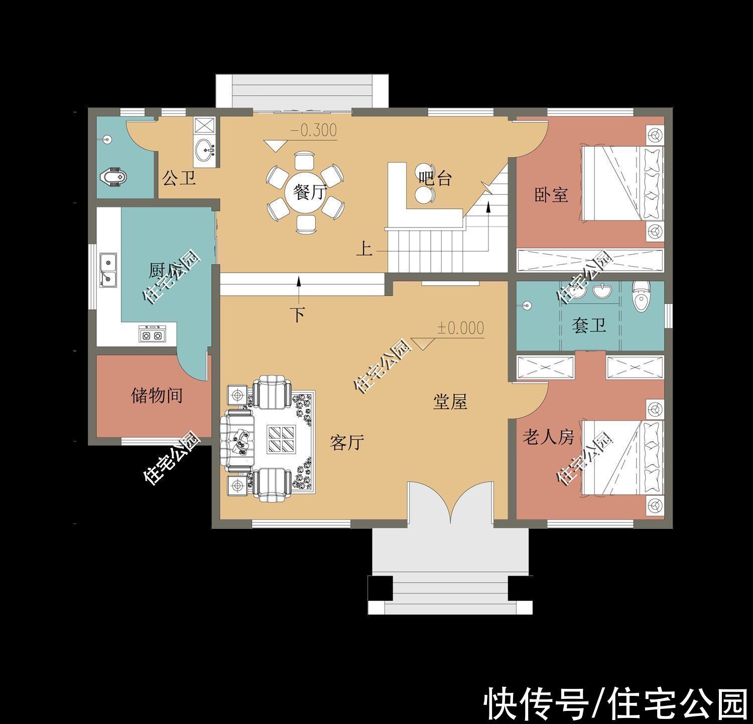 户型|15套挑空客厅户型，专为农村老百姓设计，2021年这样建房面子十足