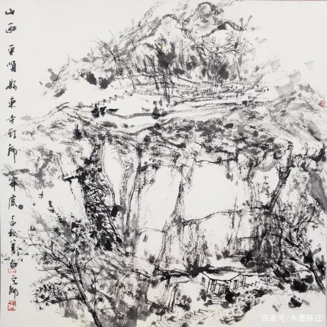 山水画家!最讲笔墨构造的山水画家|白云乡水墨写生