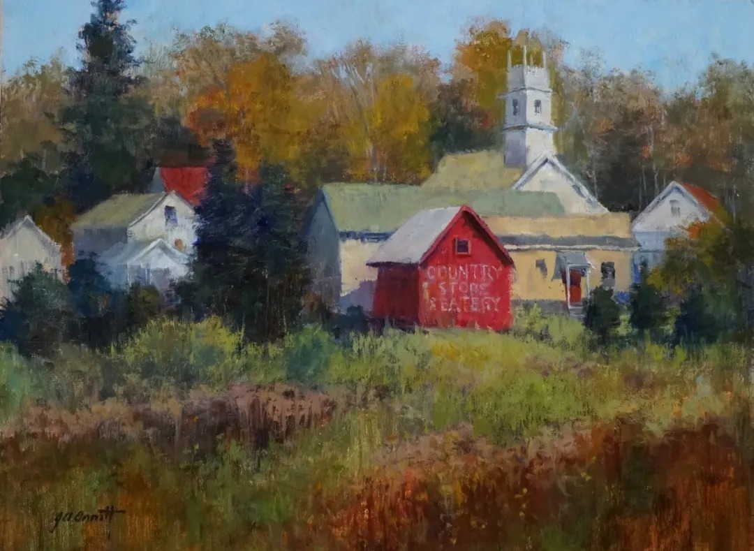 北极光$美国外光派写生女画家乔安娜·阿内特的油画