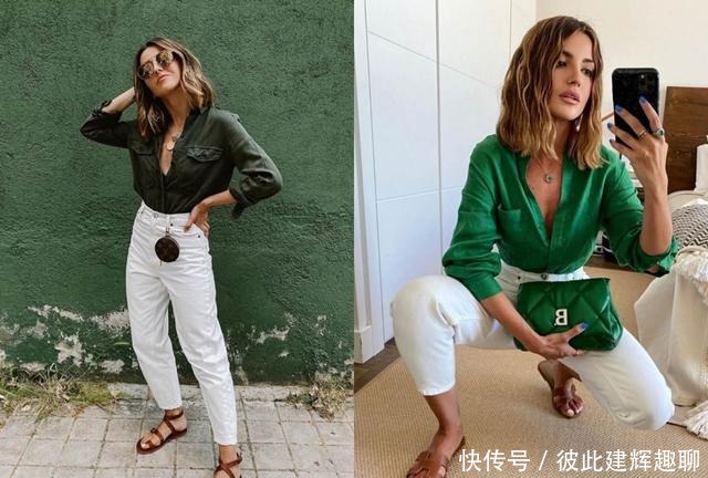 周涛都这么时髦了?绿色衬衣配伞裙,马尾用5毛钱皮筋扎出新花样