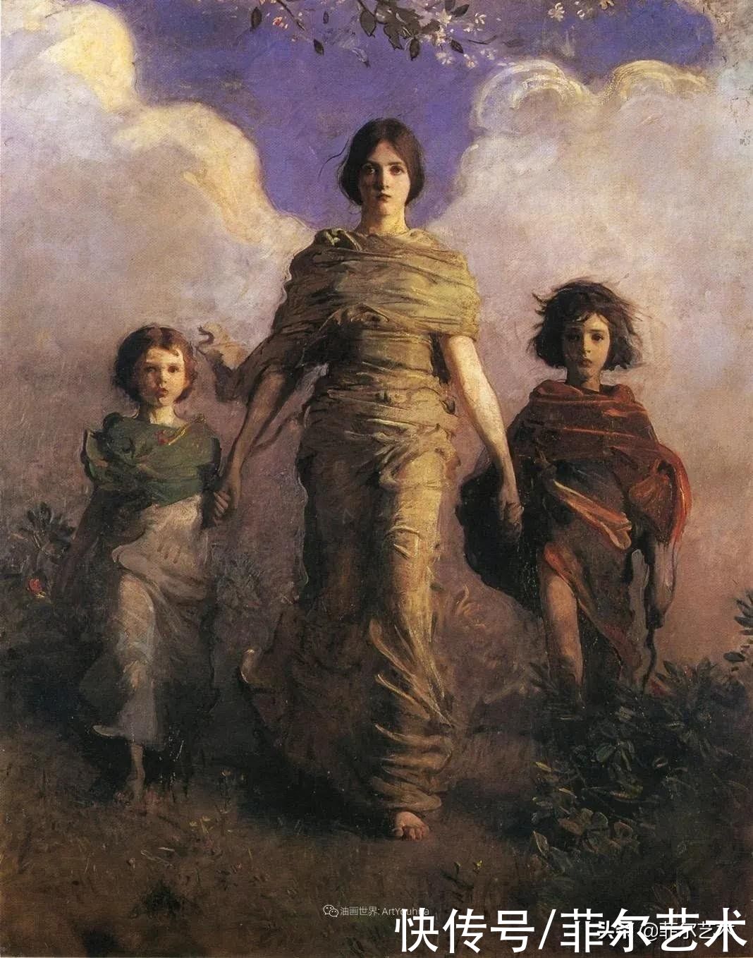 人物|空灵的天使，精美绝伦~雅培·翰德逊·泰勒女性人物油画作品欣赏