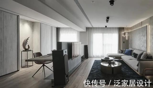 电视墙|95㎡自然宁谧灰二人宅，充满诗意