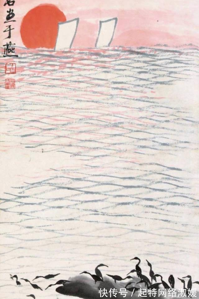 山水|刚拍了9亿多的齐白石,”极简“山水画构图,大师之笔让人叹服!