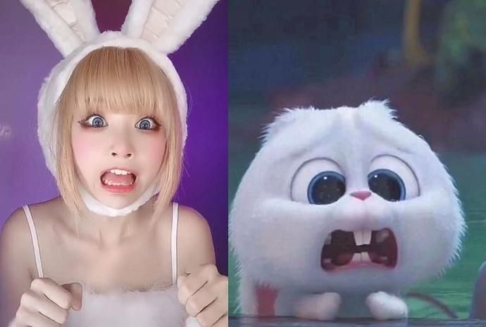 斗鸡眼|小姐姐模仿二次元小白兔,模仿兔牙很形象,萌萌哒超可爱