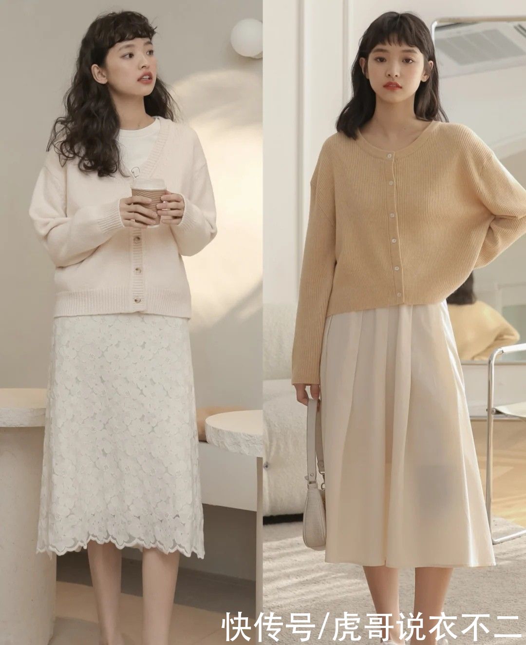 春天试试简约针织开衫，韩式“小女生风”，温柔细腻不单调