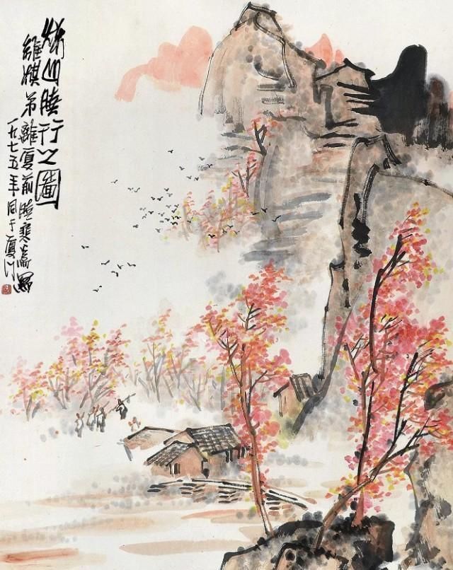 他的山水画——极简的直线为骨,极繁的渲染为体,苍润氤氲