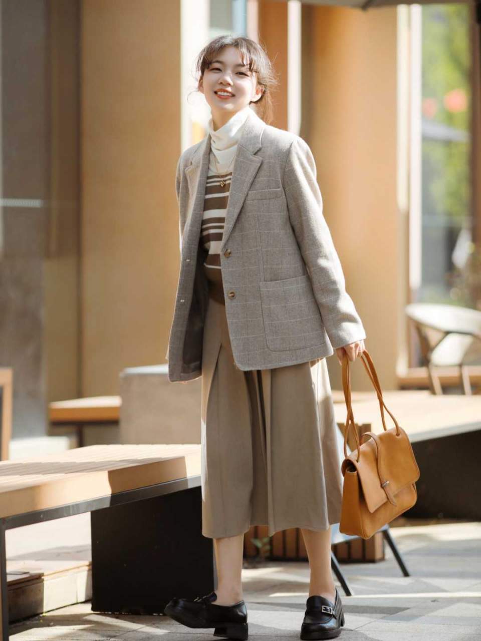 咖色|小个子女生不露腿穿搭法来喽!又美又可爱,软糯效果真的超减龄