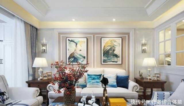 三居室|140㎡美式风格三居室,玄关装了玻璃窗让家既美观又开阔!