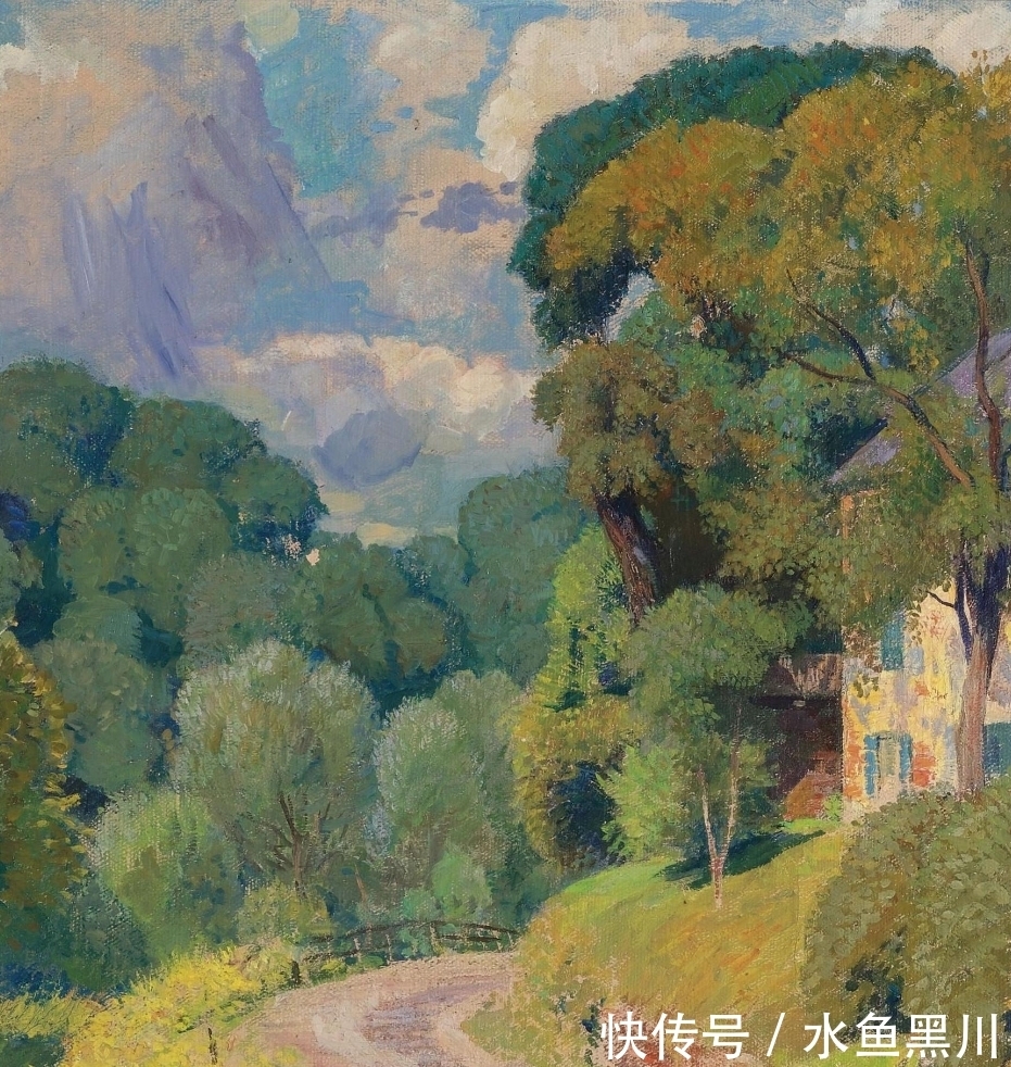 风景$印象派风景油画:他使用别致的小笔触描绘光,描绘阳光下的大自然