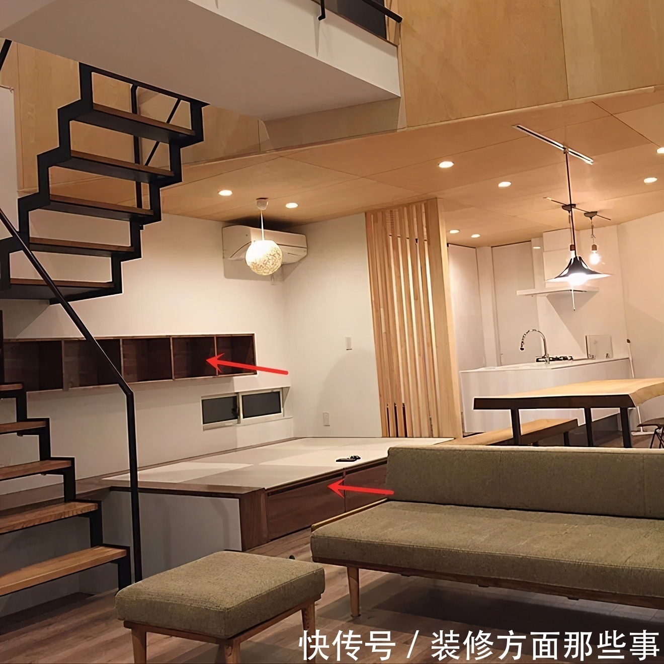 日本人|还是日本人更会省空间,楼梯下打榻榻米下沉做书房,实用性翻了2倍不止