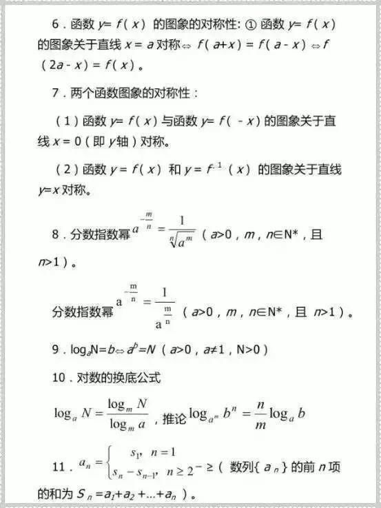 冲刺|2021高考数学冲刺：高中数学99个高频考点及公式