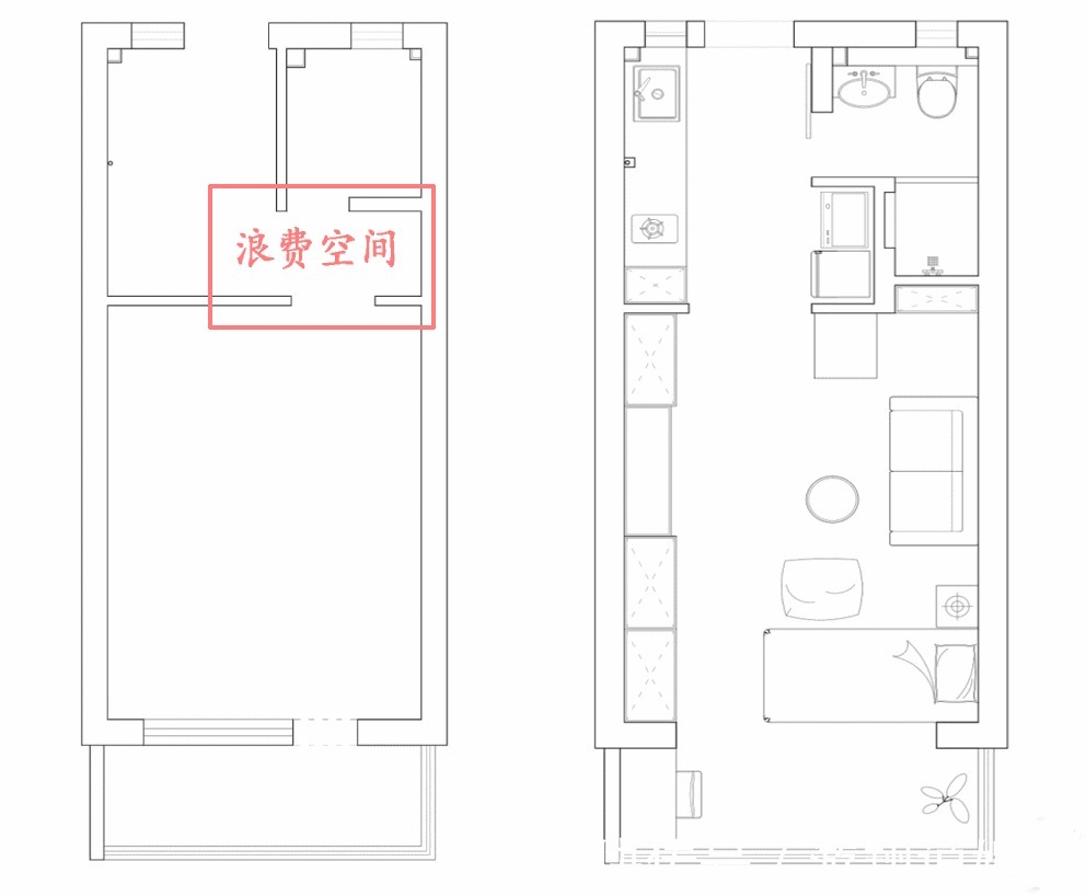 小房子|小户型要这么装,24㎡玄关秒变厨房和洗衣房,收纳翻倍方便实用!