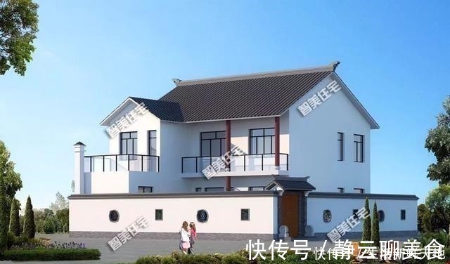别墅|带庭院的两层自建房,中式风格设计,这日子过得安逸!