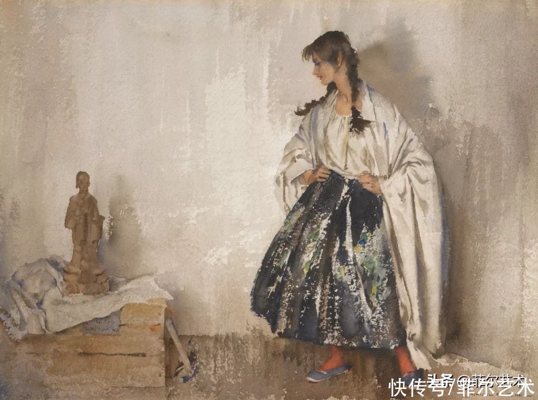 艺术家|苏格兰艺术家弗林特的女子水彩画，美轮美奂