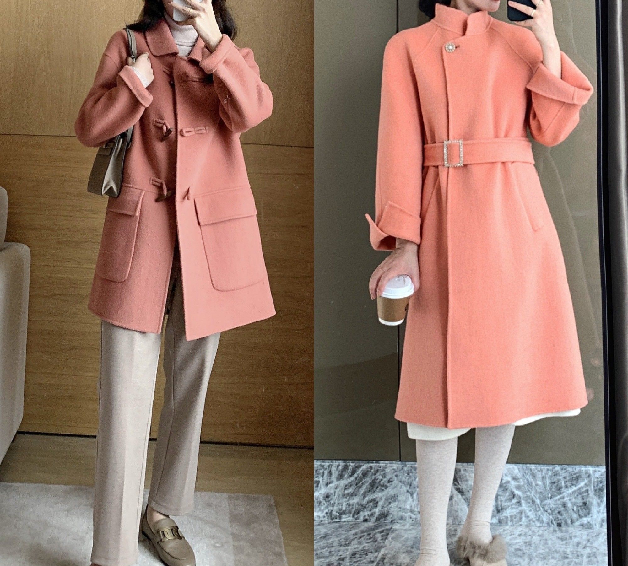 漂亮的女人都在穿呢大衣，粉色呢大衣减龄甜美，值得体验