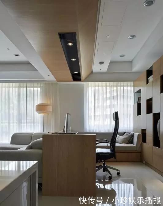 书房|139㎡现代简约风三居室,书房和客餐厅放在一起,不要太好看