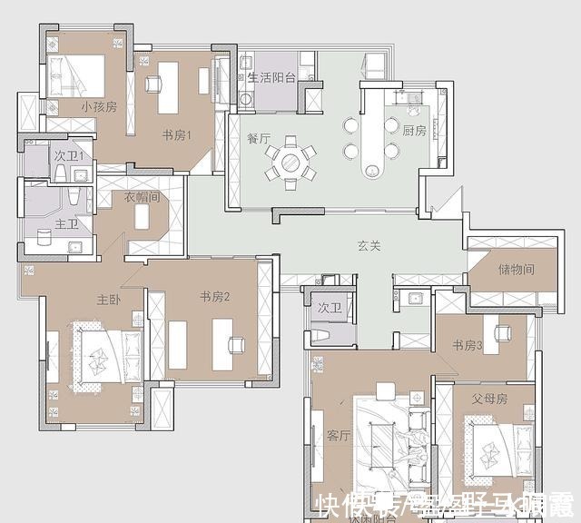 豪华|老婆不喜欢住别墅,于是我们买了两套平层打通,豪华感比别墅不差!