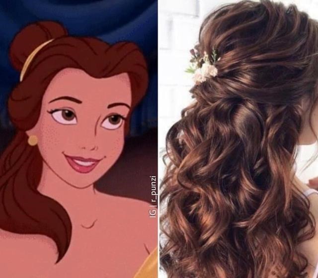 安娜 当迪士尼公主的发型现实化,灰姑娘的盘发像花朵,乐佩公主最惊艳