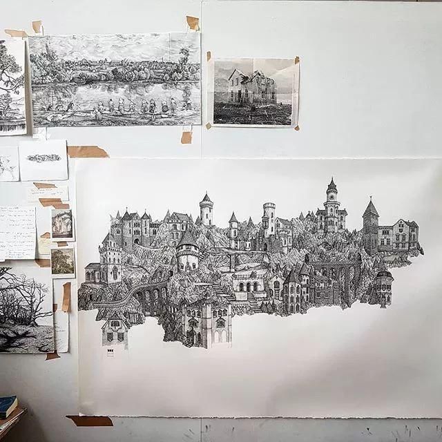 艺术学院|一幅画用掉上百支笔,看到最后成果这么震撼,也就不觉得心疼了