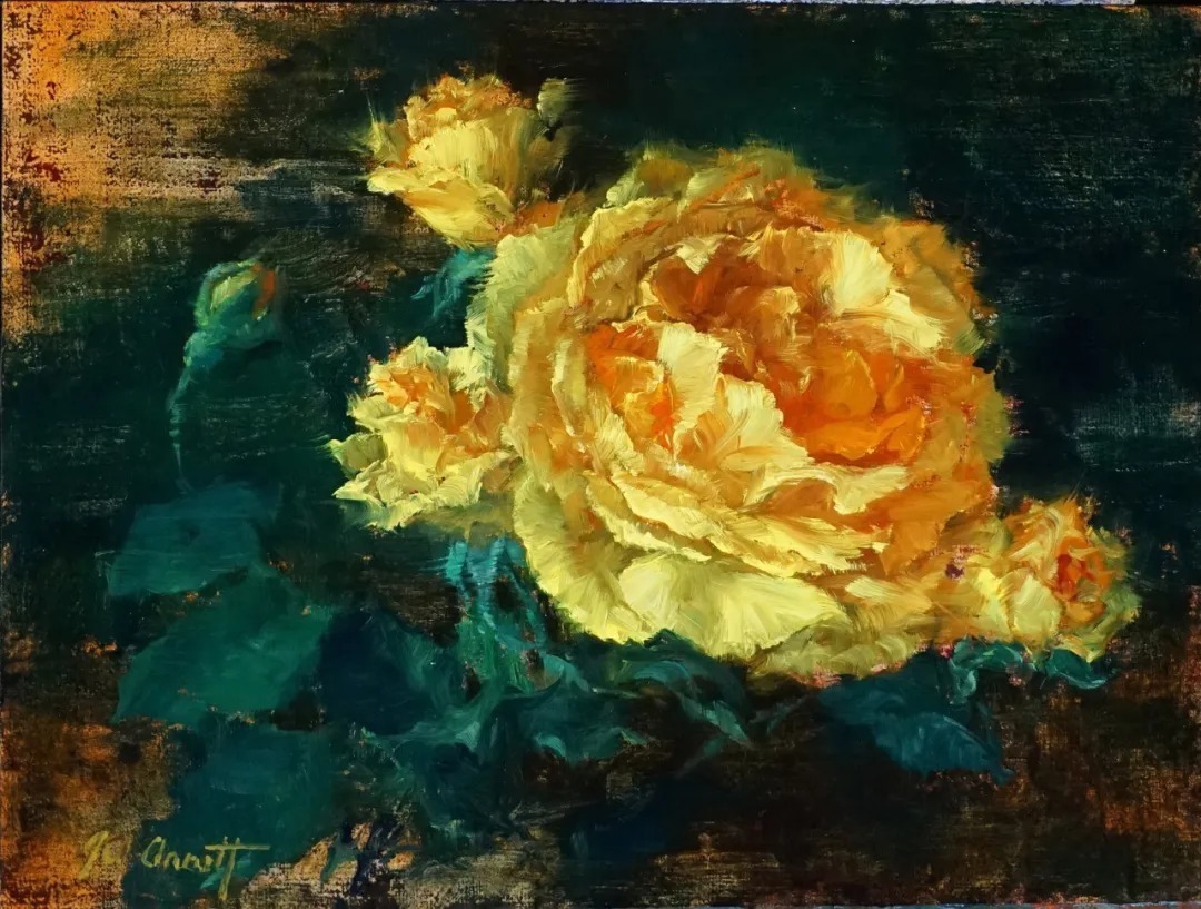 北极光$美国外光派写生女画家乔安娜·阿内特的油画