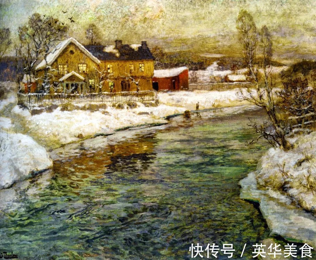 小溪|水与光的刻画,弗里茨的油画真是美妙至极