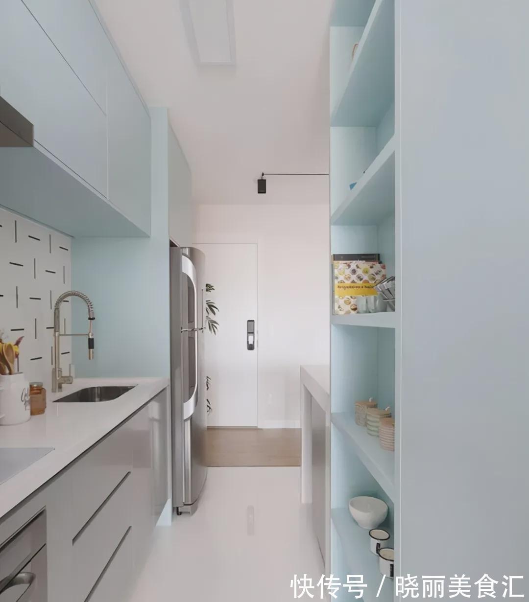 薄柜|L型厨房过道1m宽,加20cm宽薄柜台面,变身U型厨房,小户型这样学