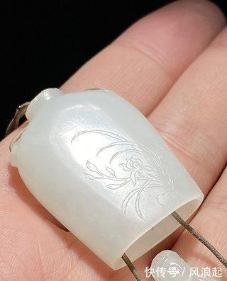 白玉@清乾隆 和田玉籽料 白玉 心中有佛 兰花诗文