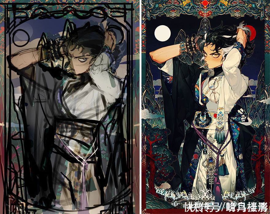 初稿|27个初稿与成品对比照,前后差距太大,网友:这是同一副画吗