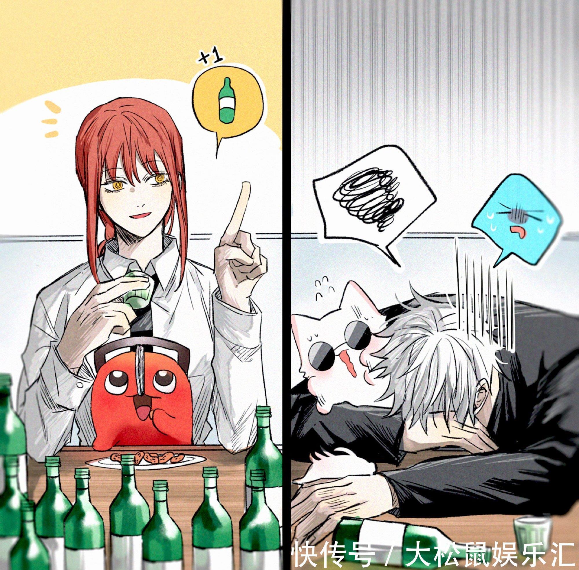 猫猫|五条悟和玛奇玛同框，画师绘制联动小漫画，毫无违和感