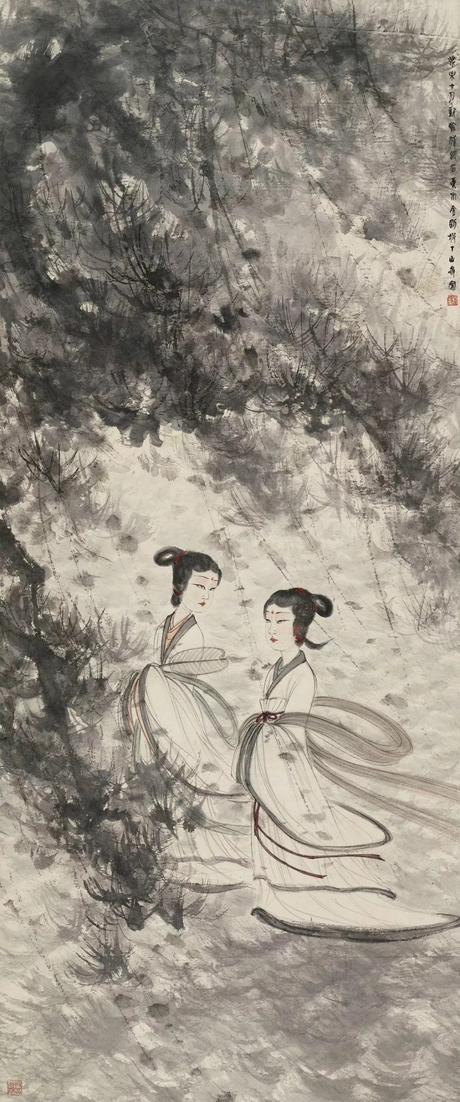 兰亭修禊图|傅抱石如何用笔下的“勾魂三绝”画活历史仕女画的?