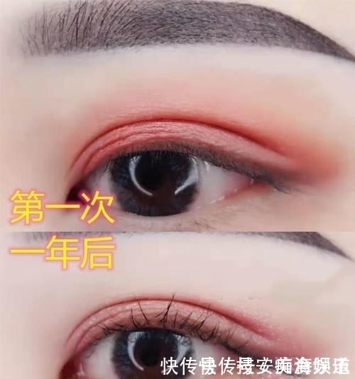眼部|第一次化妆VS一年后,肿眼泡变桃花眼,看到最后高,实在是高