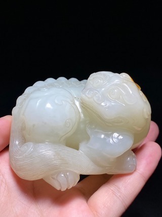 白玉!清 和田籽玉 脂白玉 独角兽