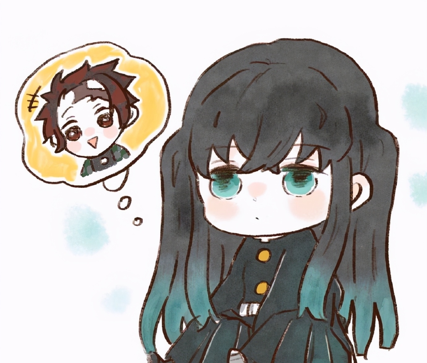 鬼灭之刃:Q版大头九柱,霞柱单恋炭治郎?你猜虫蛀会喜欢谁?