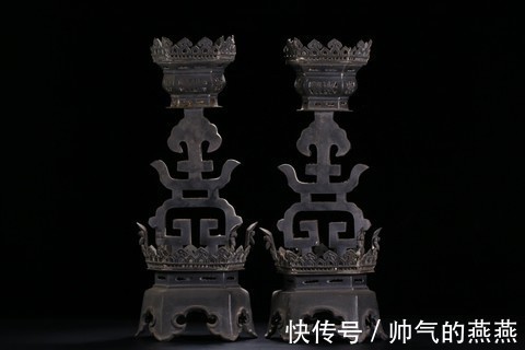 锡质&清代锡质烛台一对 、