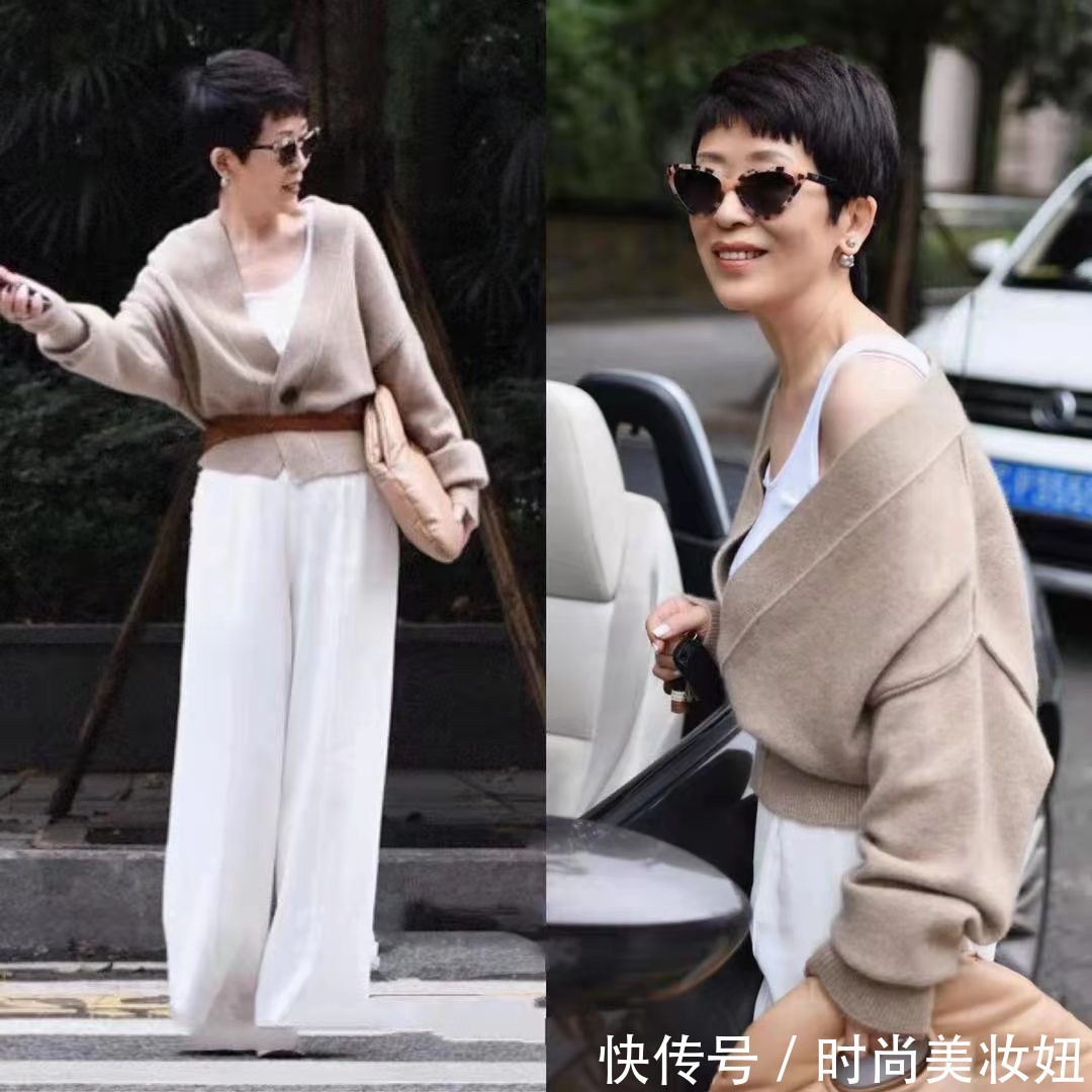 针织|这位“60岁”奶奶太会穿,把普通的针织衫穿得高级,体面又优雅