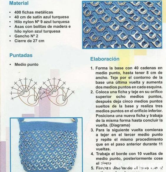 在易拉罐拉环上编织,钩成的包包耐看耐用!DIY变废为宝附教程