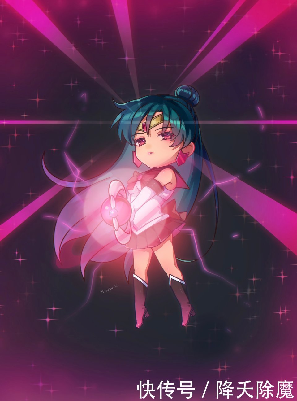 Q版《美少女战士》同人,土萌萤气质神秘独特,美奈子是爱的化身