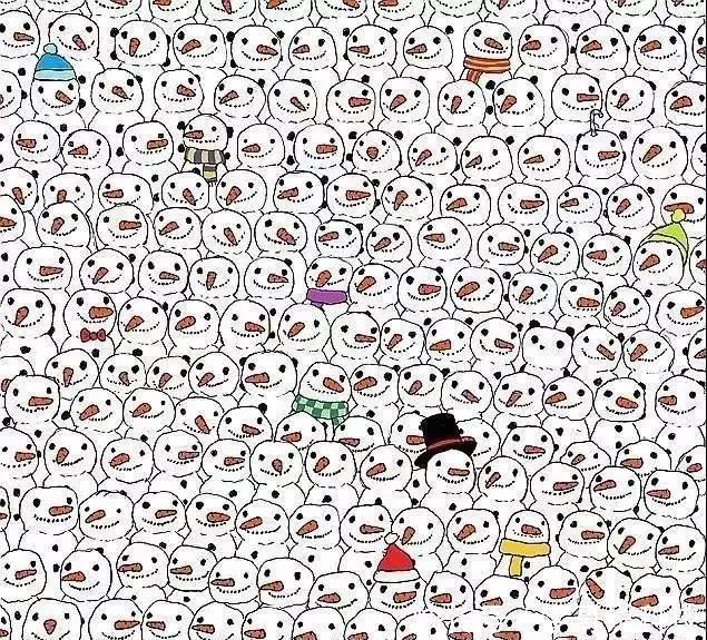 老年痴呆|老年痴呆经典测验:你能在图片雪人堆里找到熊猫吗?不要超过30秒